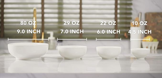DOWAN Soup Bowls, Ramen Bowl for Noodle, 39 Ounce large Cereal Bowls for Kitchen, 7 Inches Centerpiece Bowls, Microwave and Dishwasher Safe, White