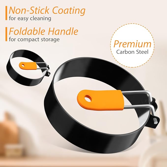 Yaomiao 12 Pcs Egg Rings for Frying Eggs Nonstick Pancake Mold Stainless Steel Egg Mold Portable Round Shaper with Handle for Cooking Griddle Camping Breakfast(3 Inch, 4 Inch, 6 Inch, 8 Inch)
