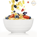 Wheat Straw Bowls Set 60 OZ, Unbreakable Large White Bowls Set of 6, Microwave and Dishwasher Safe Big Cereal Bowl for Dorm and Apartment, Salad Bowl for Serving Oatmeal and Popcorn (White)