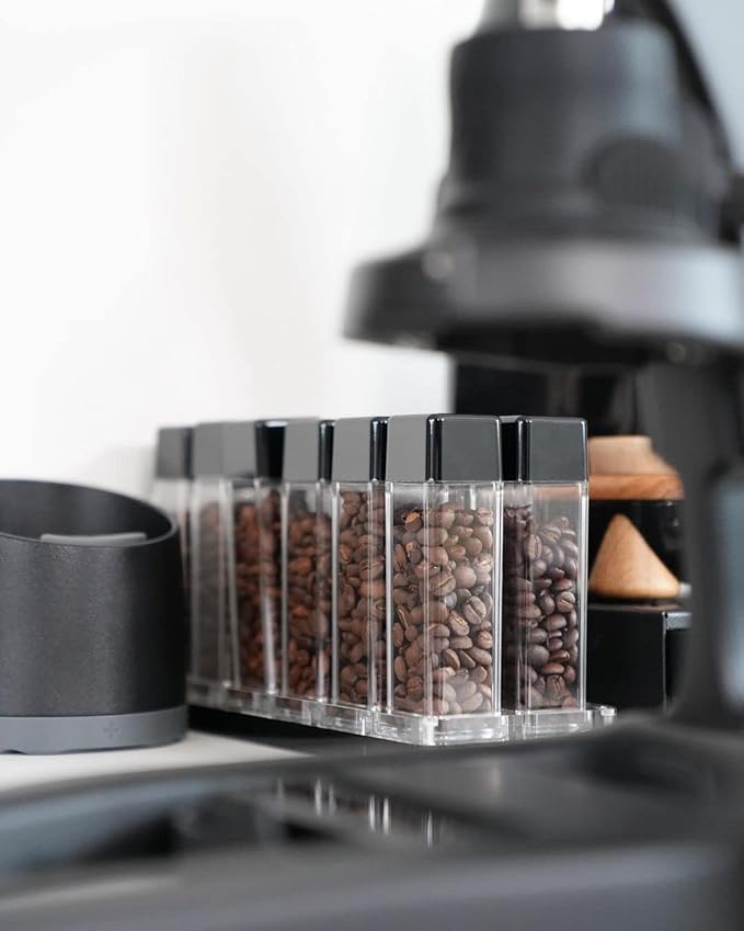 Normcore 12 Tubes Coffee Bean Cellars with Stand & Hopper - Single Dose Coffee Bean Vaults - Espresso Bean Storage Set - One-Way Exhaust Valve - Capacity 25-28g