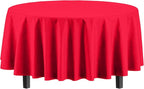 12-Pack Premium Plastic Tablecloth 84in. Round Table Cover - Red