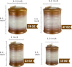 Nihow Ceramic Food Storage Jar Sets: Container with Air Tight Ceramic Lid for Flour/Sugar/Rice/Coffee/Cookies/Candy - Seal Damp-proof Canister for The Kitchen - Set of 4 (Brown)