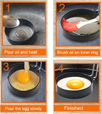 Upgrade 4" Large Egg Rings Set for Griddle,4 Packs Non-stick Stainless Steel Round Egg Ring for Frying Egg Pancake Mold Ring Omelette Ring Shapper for Muffin with 1X Oil Brush & 1X Egg Separator