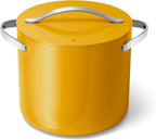 Caraway Stock Pot - 12 Qt Ceramic Coated With Lid - Free From Forever Chemicals - Large for Bigger Batches - Marigold