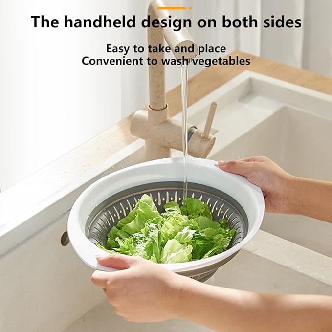 LogFaadCoi 3 Pcs Collapsible Colander and Strainer,Silicone Strainer Colanders & Food Strainers,for Vegetable and Fruit, Kitchen Essentials, white