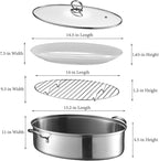Eglaf 8Qt Stainless Steel Fish Steamer - Multi-Use Oval Cookware with Rack, Ceramic Pan, Chuck - Stockpot for Steaming Fish, Boiling Soup