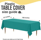 Exquisite 66% Thicker Premium Plastic Table Cloth Rectangle Table Cover 0.5 Mil 6 Pack Teal Table Cloth 54 Inch x 108 Inch Disposable Tablecloth Won't Tear Easily Like Cheap Thin Brands