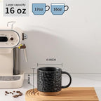 Nihow 16OZ Stackable Coffee Mug Set, Large Ceramic Coffee Mug Set of 4,Coffee Cup Set for Cappuccino/Latte/Cocoa,Dishwasher & Microwave Safe, Matte Black