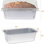 Disposable Loaf Pans with Lids, 50 Pack, 8.5x4.5" Bread Pans, Food Storage Containers, Heavy-duty 2lb Aluminum Loaf Pans, Pastry Boxes, Perfect for Baking Storing and Street Treats Takeout
