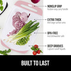 GORILLA GRIP BPA-Free Reversible Kitchen Cutting Board Set of 3, US Designed, Nonporous, Juice Grooves Catch Liquid, Slip Resistant Border, Dishwasher Safe, Durable Large Food Chopping Boards, Pink
