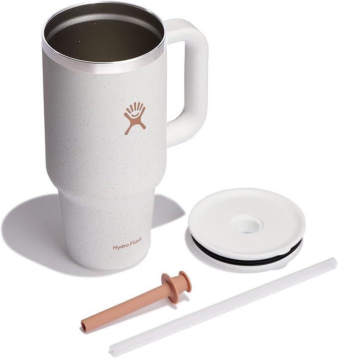 Hydro Flask 32 Oz Travel Tumbler with Handle, Lid and Straw - Insulated Stainless Steel in Seasalt