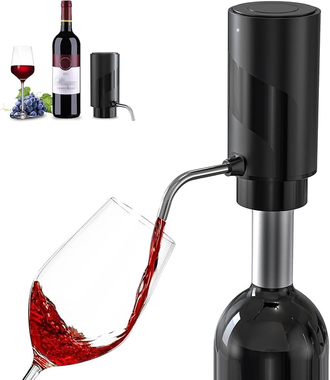 Wine Aerator Electric Wine Decanter Automatic Wine Aerator, Wine Dispenser Wine pourer with USB Rechargeable,Wine Lover for women&Men(Black-ABS)