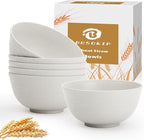 Kitchen Bowl 26 OZ, Wheat Straw Bowls Set 6 PCS, Unbreakable and Lightweight Cereal Bowl for Rice,Oatmeal,Salad, Microwave and Dishwasher Safe Plastic Bowls Reusable - White