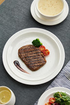 9-inch Porcelain Dinner Plate Set of 6 - Microwave, Oven and Dishwasher Safe, Scratch Resistant. (9-inch White)