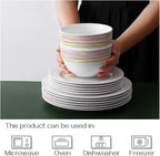 DOWAN 5.8" Deep Soup Bowls & Cereal Bowls - 30 Ounces Large Bowls Set of 4 for Kitchen - Ceramic Bowls for Cereal, Soup, Oatmeal, Salad, Ramen, Noodle, Rice - Dishwasher & Oven Safe (Multi)