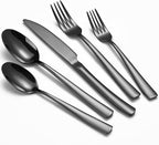 40-Piece Black Silverware Set, Heavy Duty Stainless Steel Flatware Cutlery Set Service for 8, Food-Grade Utensil Sets for Home Restaurant, Dishwasher Safe