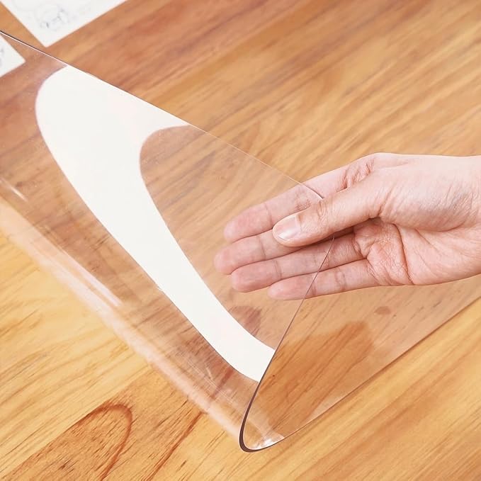 40"X60"Crystal PVC Table Cover Protector, Waterproof PVC Tablecloth, 1.5MM Thickened Rectangle Mat for Dinning, Desk, Coffee Table, Workbench, Dresser, TV-Stand, Counter