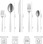 Oxford Silverware Set, 30 Piece Forged Flatware Set Cutlery Stainless Steel, Service for 6, for Kitchen, Home, Wedding, Party, Mirror Polished Dishwasher Safe