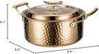 DAEDALUS Pro 7.5QT Stock Pot with Lid Hammered Copper Clad & 2.3mm Tri-Ply Core 3X Thicker Heavy Duty for Home or Restaurant Use Induction, Oven & Dishwasher Safe Rose Gold