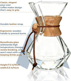 AGOGO Pour Over Coffee Maker Glass - 6/8/10 Cup Barista Kit with 304 Stainless Filter for Home, Office, Camping, Cafes - Easy Clean Coffee Dripper Set (Rag&Brush Included) (8 Cup/28 oz-Diamond Shape)