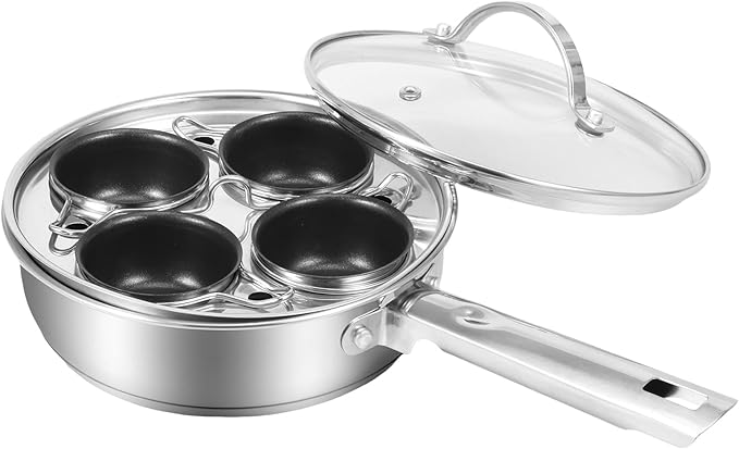 Modern Innovations Egg Poacher Pan for Poached Eggs, Nonstick Cups Poached Maker Pan, Stainless Steel Easy Cooker, Poaching Eggs Benedict Maker