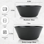 Wrova Wheat Straw Bowl Sets,6 PCS Unbreakable Big Cereal Bowl 50 OZ,Microwave and Dishwasher Safe Bowls,Alternative Plasic Bowl Reusable for Serving Soup,Oatmeal and Salad (Black)
