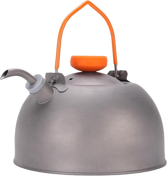 0.8L Camping with Thermometer, Lightweight Teapot Outdoor Camping Coffee Pot Tea Kettle for Boiling Water, Portable Camp Tea Pot Cookware for Hiking Backpacking Kitchen (Ti)