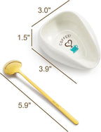FANGSUN Spoon Rest with Gold Coffee Spoon, Ceramic Spoon Holder for Kitchen Counter, Teaspoon Rest for Stove Top, Cute Coffee Bar & Corner Space Accessories