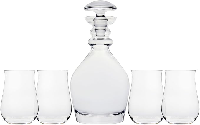 Ravenscroft Crystal | 5-piece European-Made Hand-blown Decanter Gift Set | 47.5 Fl Oz Decanter | 13.5 Fl Oz Glasses | 100% Lead-Free Crystalline
