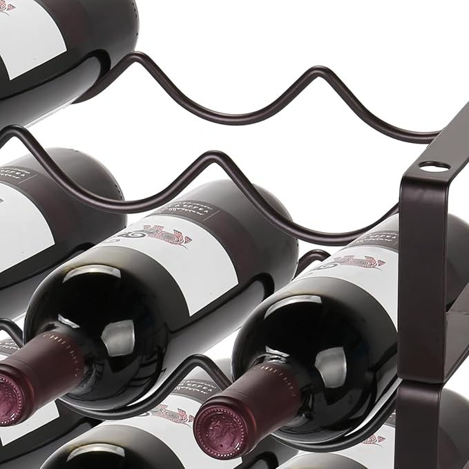 Stackable Wine Rack Countertop, 12 Bottles 3 Tier Wine Cabinet Counter, Wine Rack Holder and Storage, Metal Wine Bottle Holder Freestanding for Cabinet