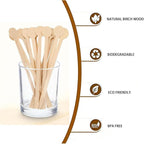 200Pcs Coffee Stirrers- 5.9 Inch Natural Wooden Coffee Stirrers With Round Ends, Disposable Biodegradable Cafe Grade Coffee Stir Sticks Wood Beverage Mixer for Coffee Cocktails Milk Tea