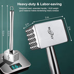 Meat Tenderizer Stainless Steel, Heavy Duty Meat Hammer, Kitchen Meat Mallet 1.65LB Meat Pounder Flatterner Weighted Hammer Extended Handle for Labor-saving Chicken Steak Meat Tenderizer Tool