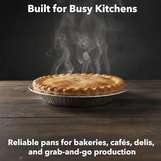 1000-Pack 7 15/16" Foil Pie Pans - Deep 1 1/8" Disposable Aluminum Pie & Tart Pans with Full Curl Rim - For Bulk Baking, Portion Prep, To-Go Meals, Market Stands & Foodservice Lines