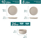 vancasso PLAYA Plates and Bowls Sets,12 Pieces Grey Dinnerware Sets for Kitchen,Reactive Glaze Dishes Set for 4,Dishwasher and Microwave Safe