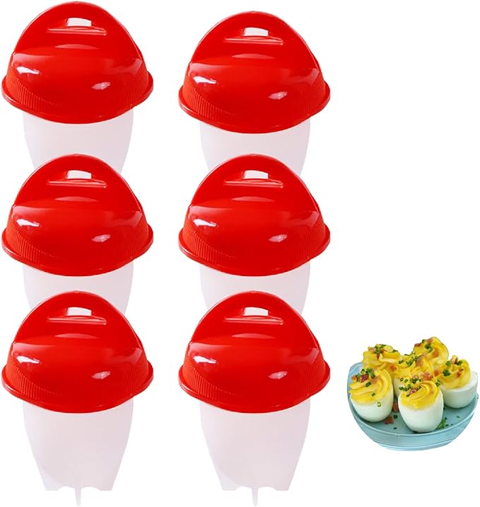 6 PCS Eggs Cooker, Silicone Egg Boil, Hard Boiled Eggs without the Shell, Non-stick Egg Boiler Poachers Egg Holder Cups Fast Cooking Breakfast Sandwiches Kitchen Gadget Tool for Egg Making
