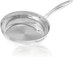 Sunhouse 9.5 Inch 18/10 Chef Series Stainless Steel Frying Pan, Tri-Ply Stainless Steel Construction, PFOA-FREE, Stay-Cool Handle, Induction Compatible