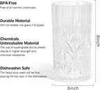 18oz Plastic Drinking Water Tumblers, 8 Pack Shatterproof Tritan BPA-Free Shatterproof Outdoor Highball Drinkware, Reusable Clear Plastic Cups, Dishwasher-Safe