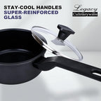 Nonstick Sauce Pan with Lid,1.5Qt & 2Qt Set, PFOA Free,Kitchen Pots Induction Pot,Black