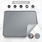 Silicone Coffee Mat,16"×16" Waterproof Heat Resistant Bar Mat for Espresso Machine Station Accessories,Non Slip Dish Drying Mat for Kitchen Counter,Home Decor Essentials,Grey