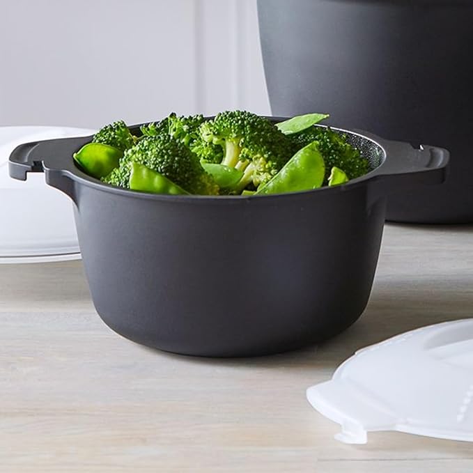 Professional Large Micro Cooker for Microwave 2 Quart | Food Steamer Pot for Vegetable, Melting Butter | BPA Free, Dishwasher Safe Cookware