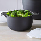 Professional Large Micro Cooker for Microwave 2 Quart | Food Steamer Pot for Vegetable, Melting Butter | BPA Free, Dishwasher Safe Cookware