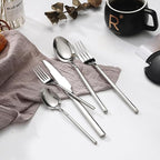 Silverware Set for 4 Modern 16 Piece 18/10 Stainless Steel Square Flatware Set Nice Weight Mirror Polished Kitchen Utensils Cutlery Sets for Home Restaurant Wedding Tableware Dishwasher Safe