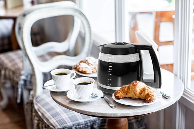 14-Cup Coffee Pot Replacement Carafe Glass Compatible with Cuisinart Coffee Maker Models DCC-2200, DCC-2600, DCC-2800, DCC-3200, DCC-3200P1, DCC-T20, Black