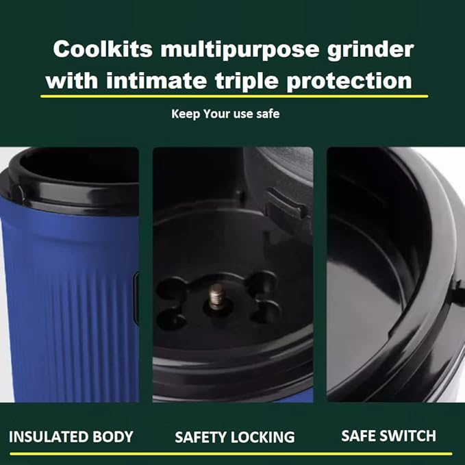 Coffee Grinder [ 170g / 5.7 OZ ], Shockproof Herb & Spice Grinder in Blue Color, with 304 Stainless Steel Removable Bowl and Sharp Blades, Espresso, Fast and Reliable. (Blue)