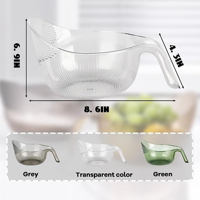 2-In-1 Rice Strainer, Rice Washing Bowl, Rice Washer Beans Washer Strainers And Colanders - Washing Bowl for Fruit Washing Bowl With Strainer, Multifunctional Drain Bask (White)