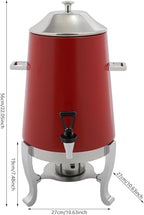 Coffee Urn with Fuel Holder 3.5 Gal/13L, Stainless Steel Beverage Dispenser Hot Drink Dispenser with Stand, Tea Water Coffee Chafer Urn for Parties Buffet Catering Commercial Home (Silver, Red)