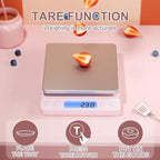 Digital Food Scale for Food Ounces and Grams，YONCON 3000g/0.1gram Accuracy Multifunctional Kitchen Scale for Cooking, Baking | Small Size for Easy Storage | Tare Function, Pink