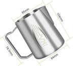 IKAPE Espresso Milk Pitcher, Espresso Steaming Pitcher with Sharp Spout for Espresso Barista Tool, 15.4 oz / 450ml Milk Frothing Jug (Silver)