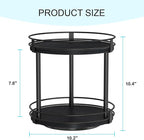 Snughome Lazy Susan Spice Rack, 2 Tier Rotating Spice Rack, Wood Lazy Susan Organizer for Cabinet, Black Kitchen Counter Shelf, 10.2" x 10.2" x 10.4"
