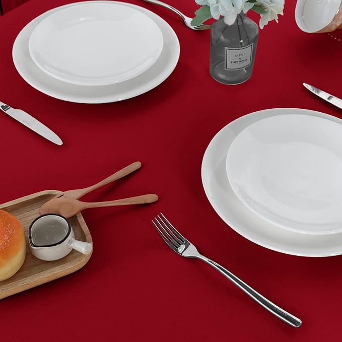 sancua 2 Pack Red Tablecloth 54 x 54 Inch, Stain and Wrinkle Resistant Square Table Cloth - Washable Polyester Table Cover for Dining Tables, Buffet Parties and Camping